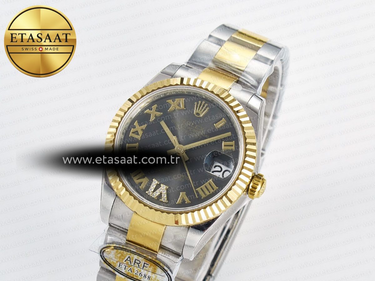 Rolex DateJust 31 278273 ARF 1:1 Best Edition 904L Steel Gray Roman Diamonds Dial on SS/YG Oyster Bracelet ETA 2688 - Görsel 1