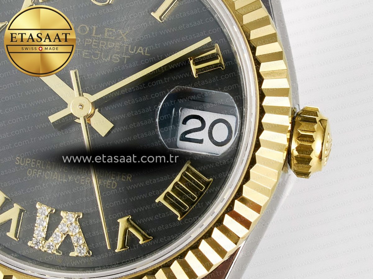 Rolex DateJust 31 278273 ARF 1:1 Best Edition 904L Steel Gray Roman Diamonds Dial on SS/YG Oyster Bracelet ETA 2688 - Görsel 11