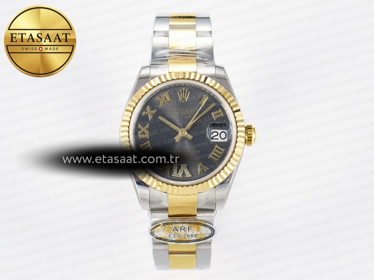 Rolex DateJust 31 278273 ARF 1:1 Best Edition 904L Steel Gray Roman Diamonds Dial on SS/YG Oyster Bracelet ETA 2688 - Görsel 3