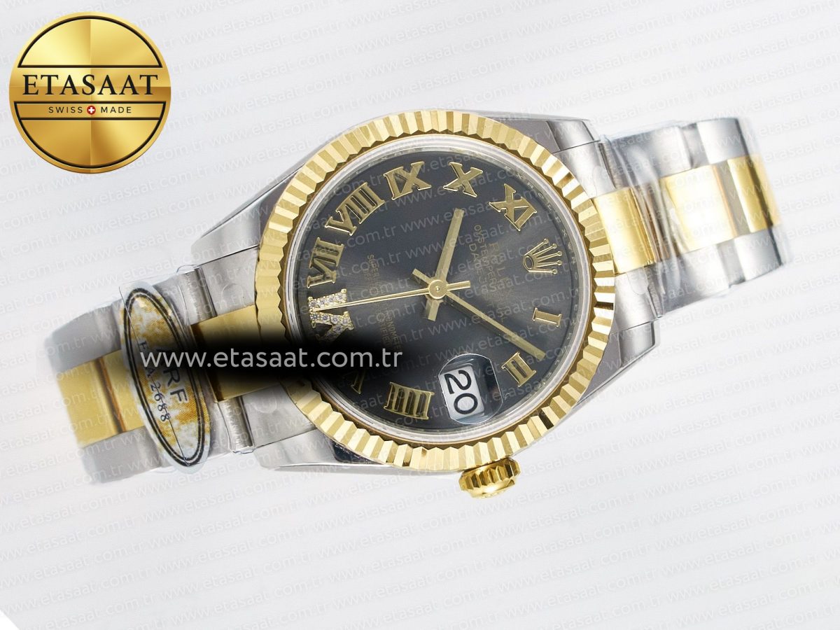 Rolex DateJust 31 278273 ARF 1:1 Best Edition 904L Steel Gray Roman Diamonds Dial on SS/YG Oyster Bracelet ETA 2688 - Görsel 8