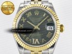 Rolex DateJust 31 278273 ARF 1:1 Best Edition 904L Steel Green Roman Diamonds Dial on SS/YG Jubilee Bracelet ETA 2688 - Görsel 4