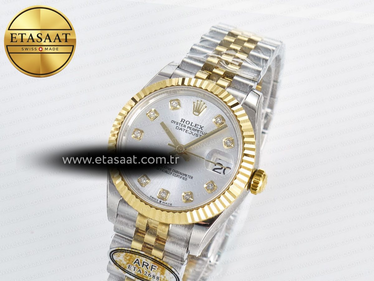 Rolex DateJust 31 278273 ARF 1:1 Best Edition 904L Steel Silver Diamonds Dial on SS/YG Jubilee Bracelet ETA 2688 - Görsel 1