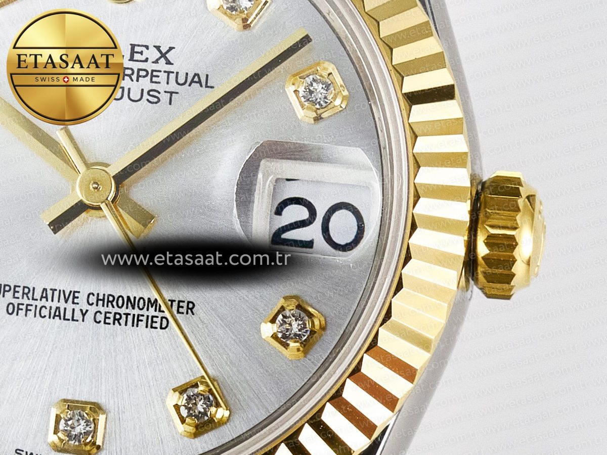 Rolex DateJust 31 278273 ARF 1:1 Best Edition 904L Steel Silver Diamonds Dial on SS/YG Jubilee Bracelet ETA 2688 - Görsel 11