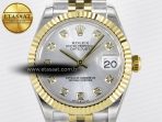 Rolex DateJust 31 278273 ARF 1:1 Best Edition 904L Steel Silver Diamonds Dial on SS/YG Jubilee Bracelet ETA 2688 - Görsel 4