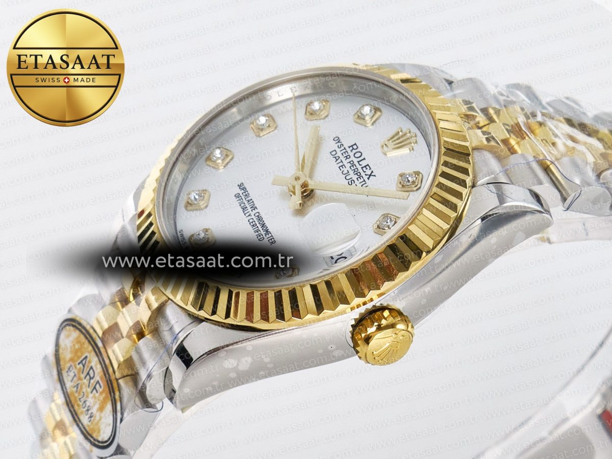 Rolex DateJust 31 278273 ARF 1:1 Best Edition 904L Steel Silver Diamonds Dial on SS/YG Jubilee Bracelet ETA 2688 - Görsel 6
