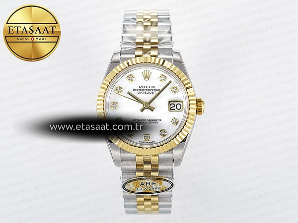 Rolex Datejust 31 278273 ARF Beyaz Sedef Pırlantalı 2688 Eta Saat - 1:1 Süper Klon Replika Saat