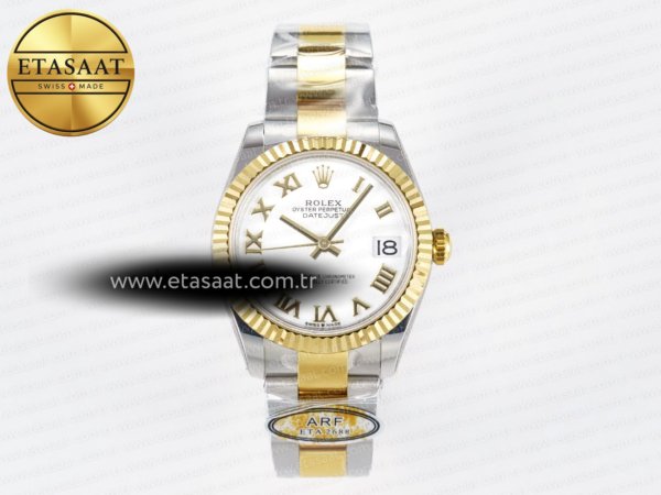 Rolex Datejust 31 278273 ARF Beyaz Roma Kadran Oyster 2688 Eta Saat - 1:1 Süper Klon Replika Saat