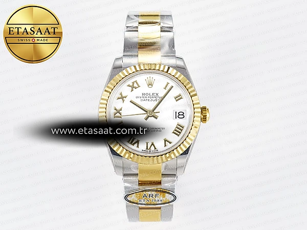 Rolex Datejust 31 278273 ARF Beyaz Roma Kadran Oyster 2688 Eta Saat - 1:1 Süper Klon Replika Saat