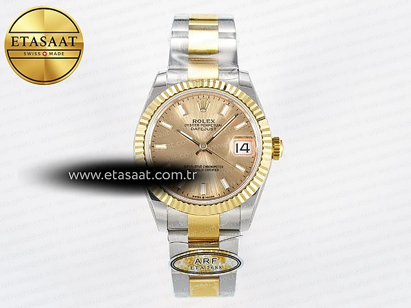 Rolex Datejust 31 278273 ARF Altın Kadran Çizgi İndeks 11 Eta Saat - 1:1 Süper Klon Replika Saat
