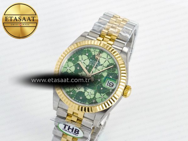 Rolex DateJust 278271 904L Steel Fluted Green Floral Dial Fluted Bezel on SS/YG Cal.2236