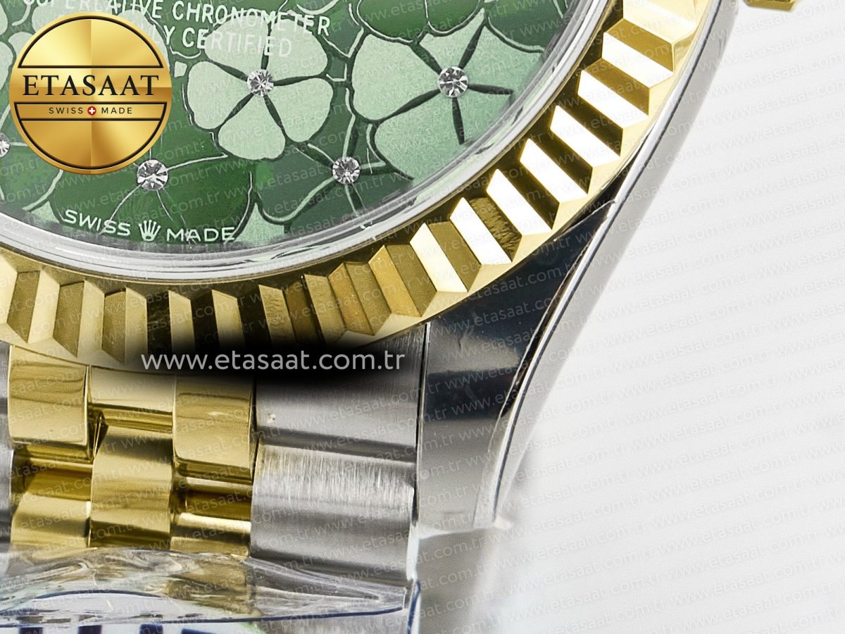 Rolex DateJust 278271 904L Steel Fluted Green Floral Dial Fluted Bezel on SS/YG Cal.2236 - Görsel 13