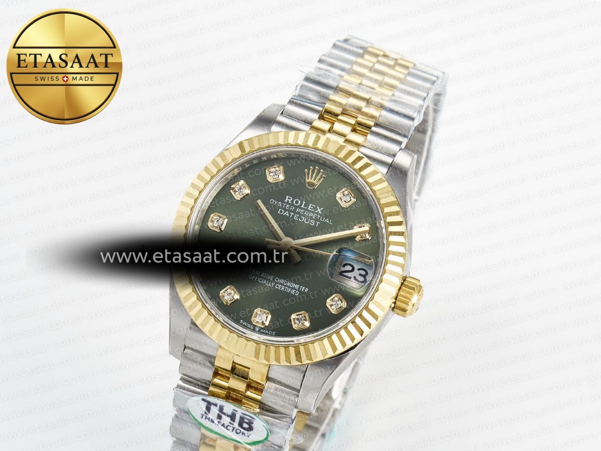 Rolex DateJust 278273 904L Steel Green Diamonds Dial on SS/YG Cal.2236 - Görsel 1