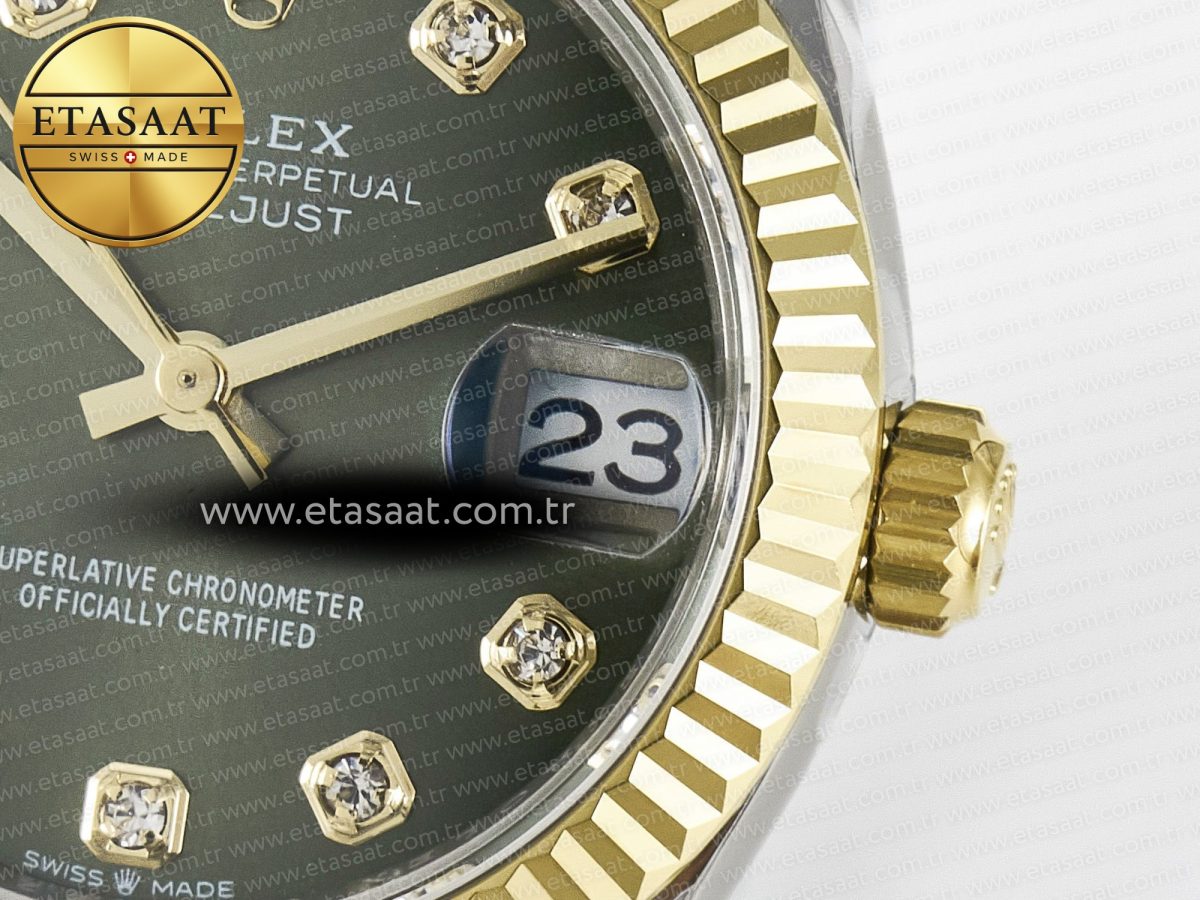 Rolex DateJust 278273 904L Steel Green Diamonds Dial on SS/YG Cal.2236 - Görsel 11