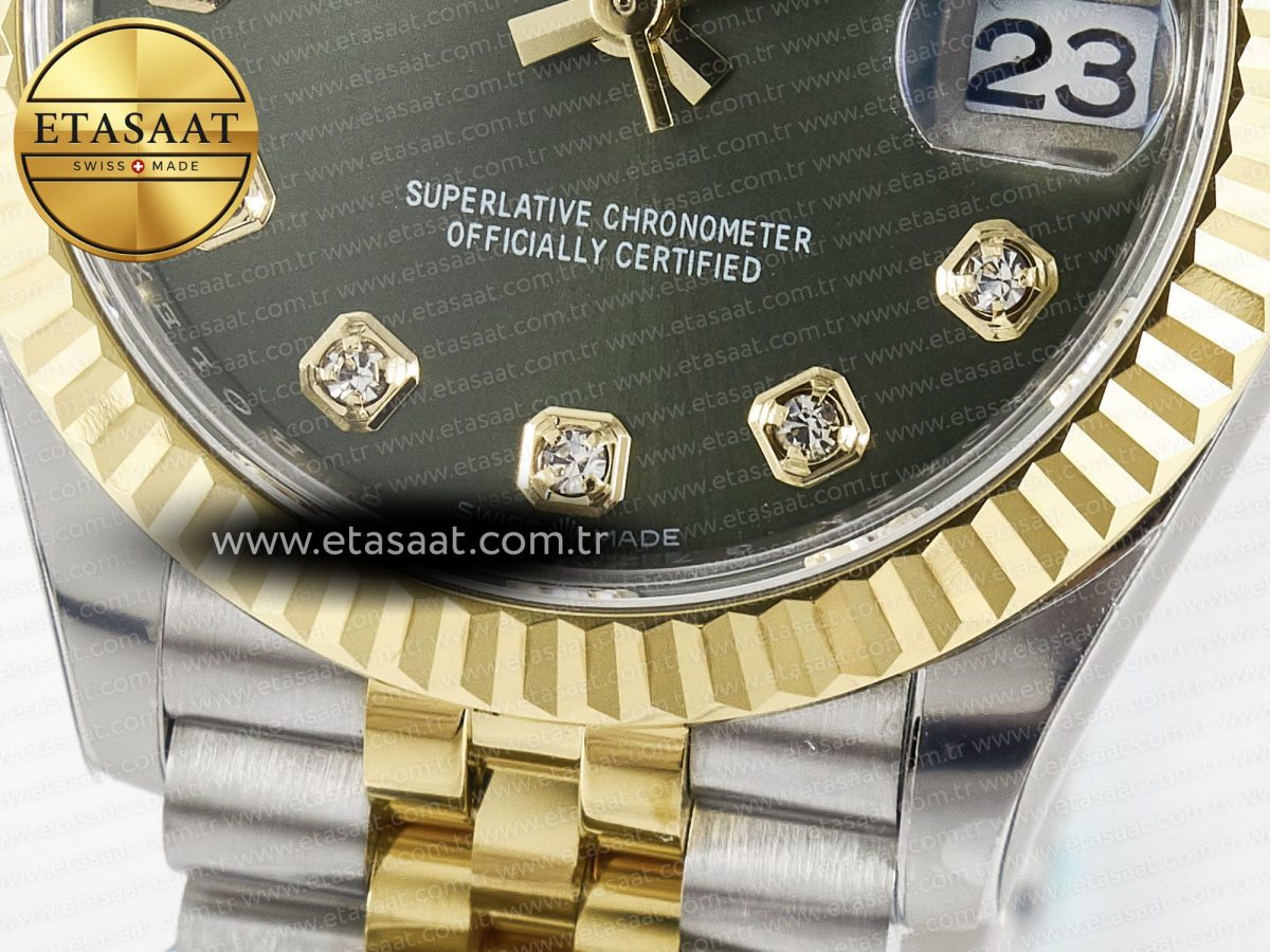 Rolex DateJust 278273 904L Steel Green Diamonds Dial on SS/YG Cal.2236 - Görsel 12
