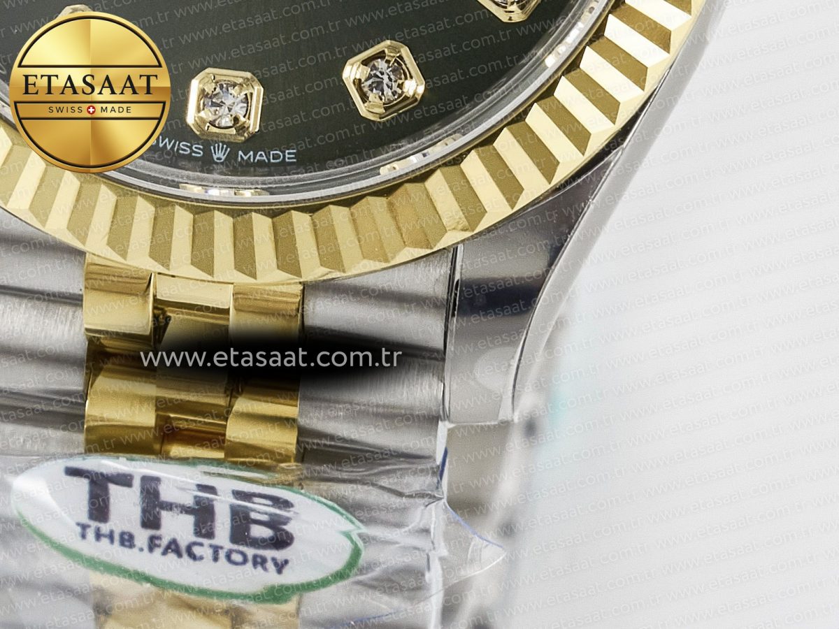 Rolex DateJust 278273 904L Steel Green Diamonds Dial on SS/YG Cal.2236 - Görsel 13