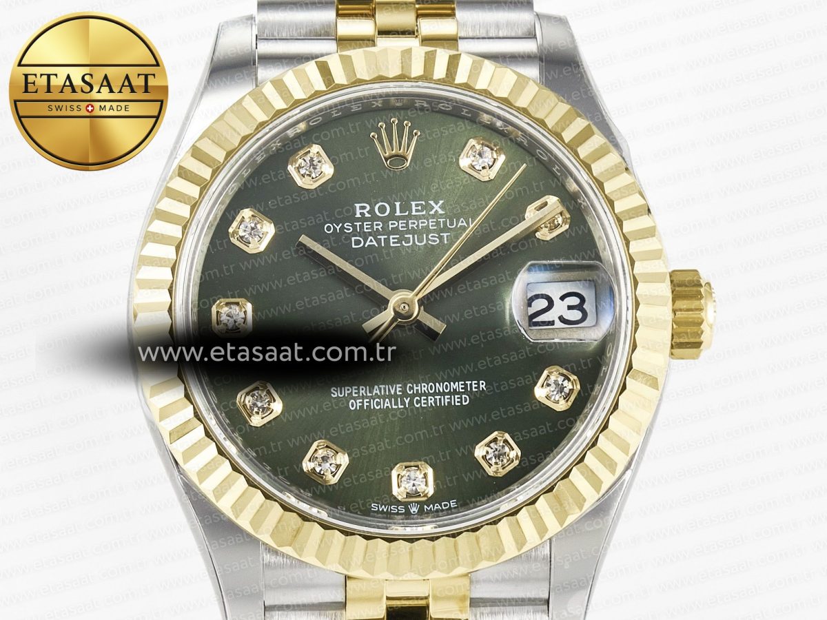 Rolex DateJust 278273 904L Steel Green Diamonds Dial on SS/YG Cal.2236 - Görsel 4