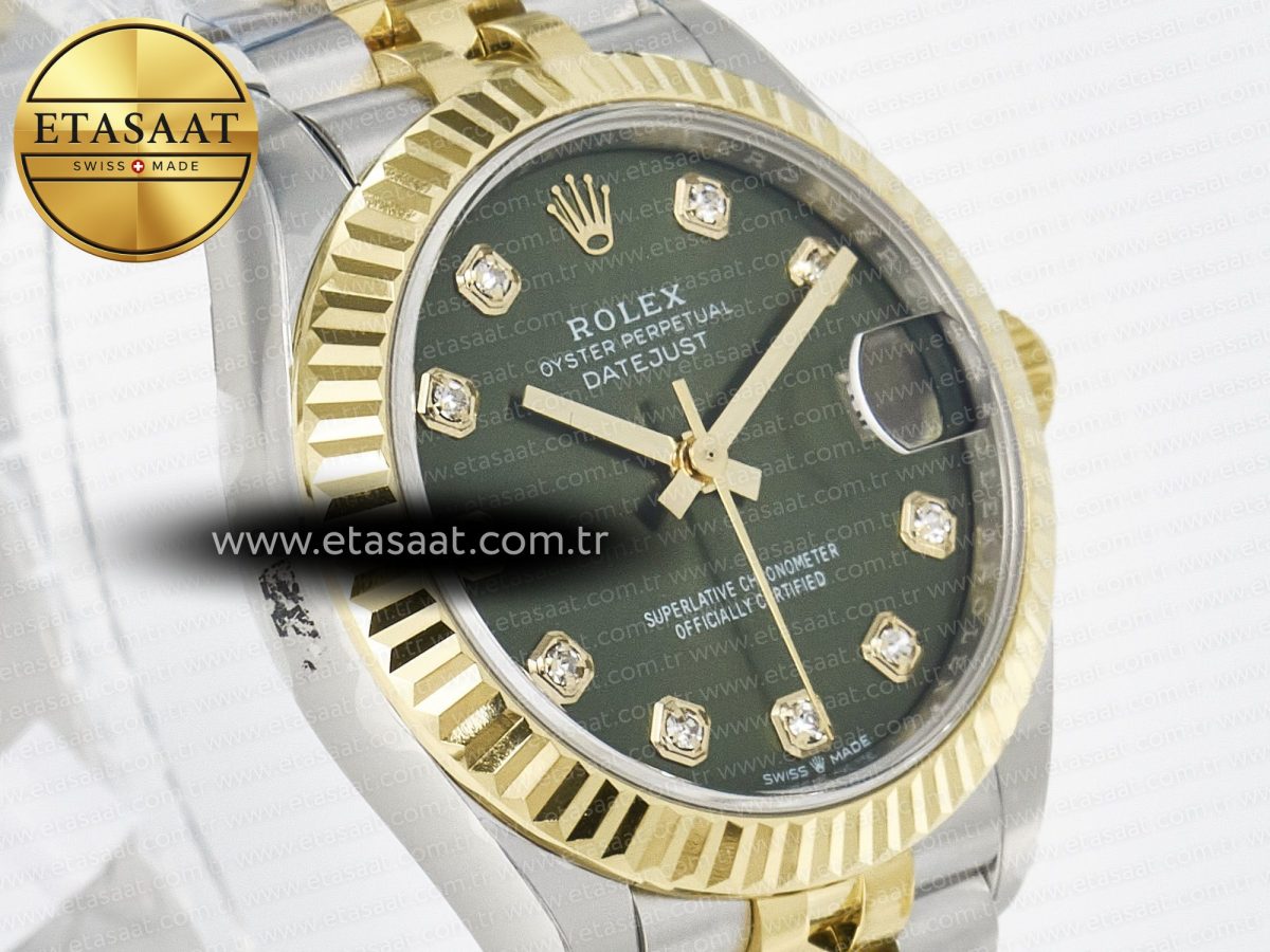 Rolex DateJust 278273 904L Steel Green Diamonds Dial on SS/YG Cal.2236 - Görsel 5