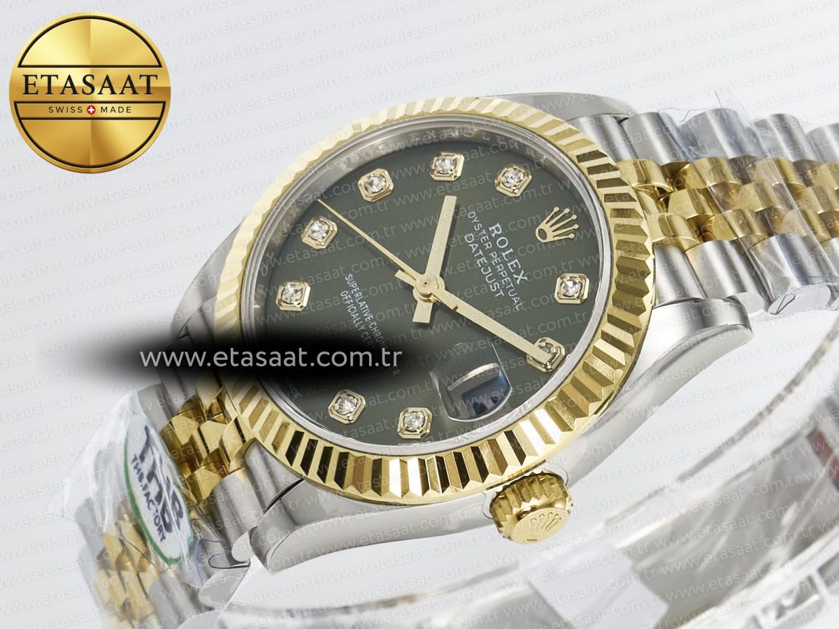 Rolex DateJust 278273 904L Steel Green Diamonds Dial on SS/YG Cal.2236 - Görsel 6