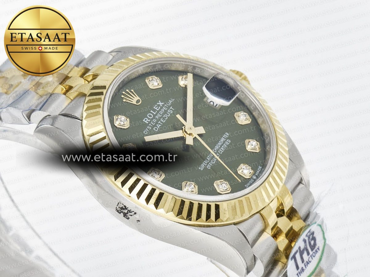 Rolex DateJust 278273 904L Steel Green Diamonds Dial on SS/YG Cal.2236 - Görsel 7