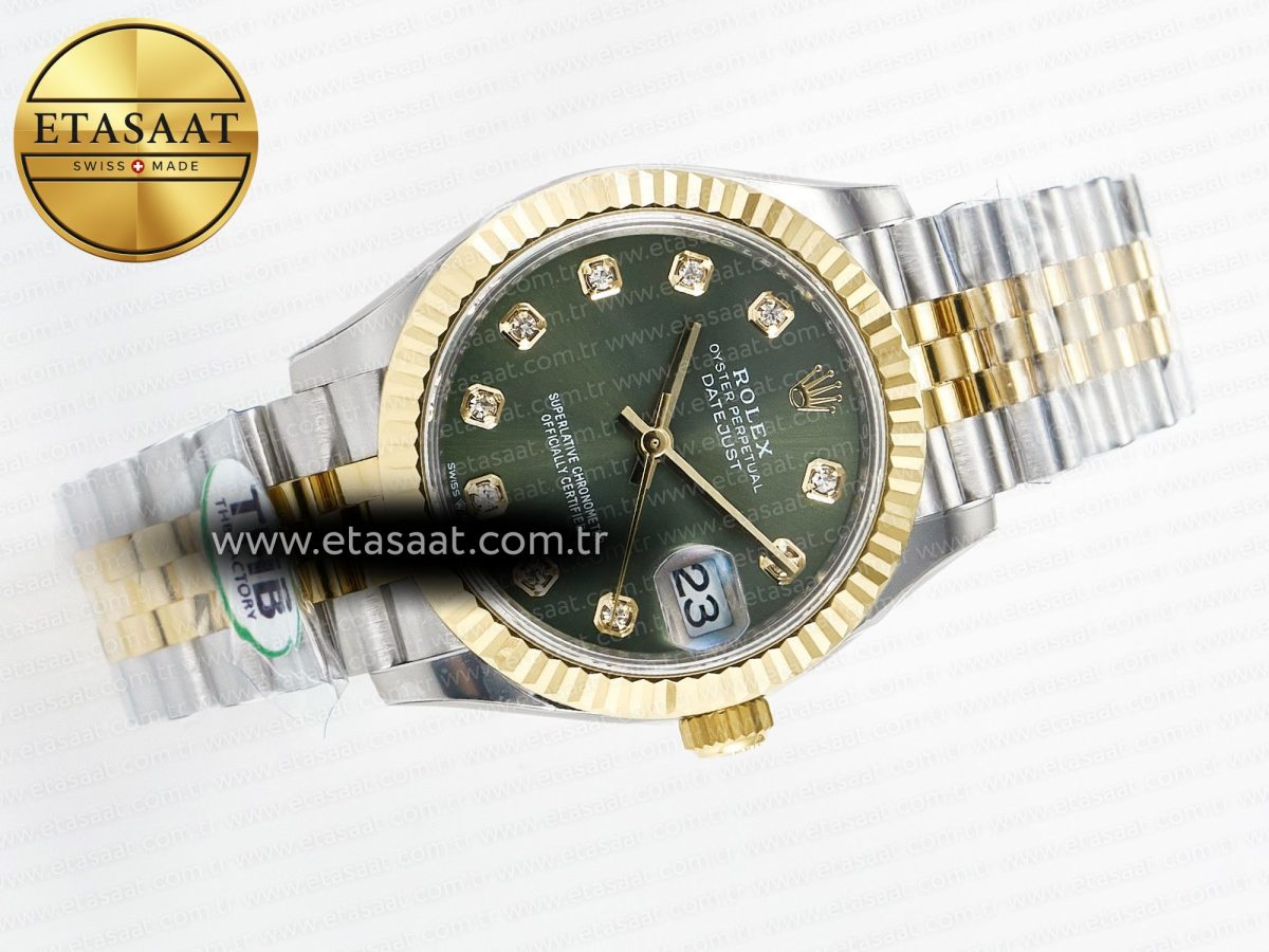 Rolex DateJust 278273 904L Steel Green Diamonds Dial on SS/YG Cal.2236 - Görsel 8
