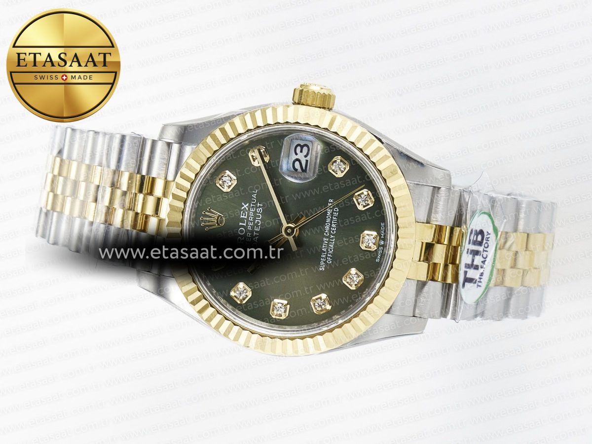 Rolex DateJust 278273 904L Steel Green Diamonds Dial on SS/YG Cal.2236 - Görsel 9