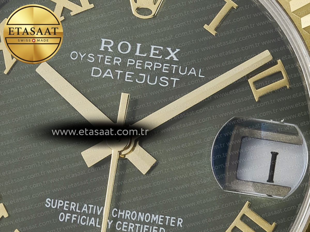 Rolex DateJust 278271 904L Steel Green Roman Dial Fluted Bezel on SS/YG Cal.2236 - Görsel 10