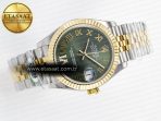 Rolex DateJust 278271 904L Steel Green Roman Dial Fluted Bezel on SS/YG Cal.2236 - Görsel 8