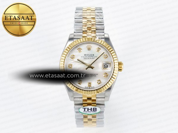 Rolex Datejust 278273 Beyaz Pırlanta Kadran Cal.2236 Eta Saat - 1:1 Süper Klon Replika Saat