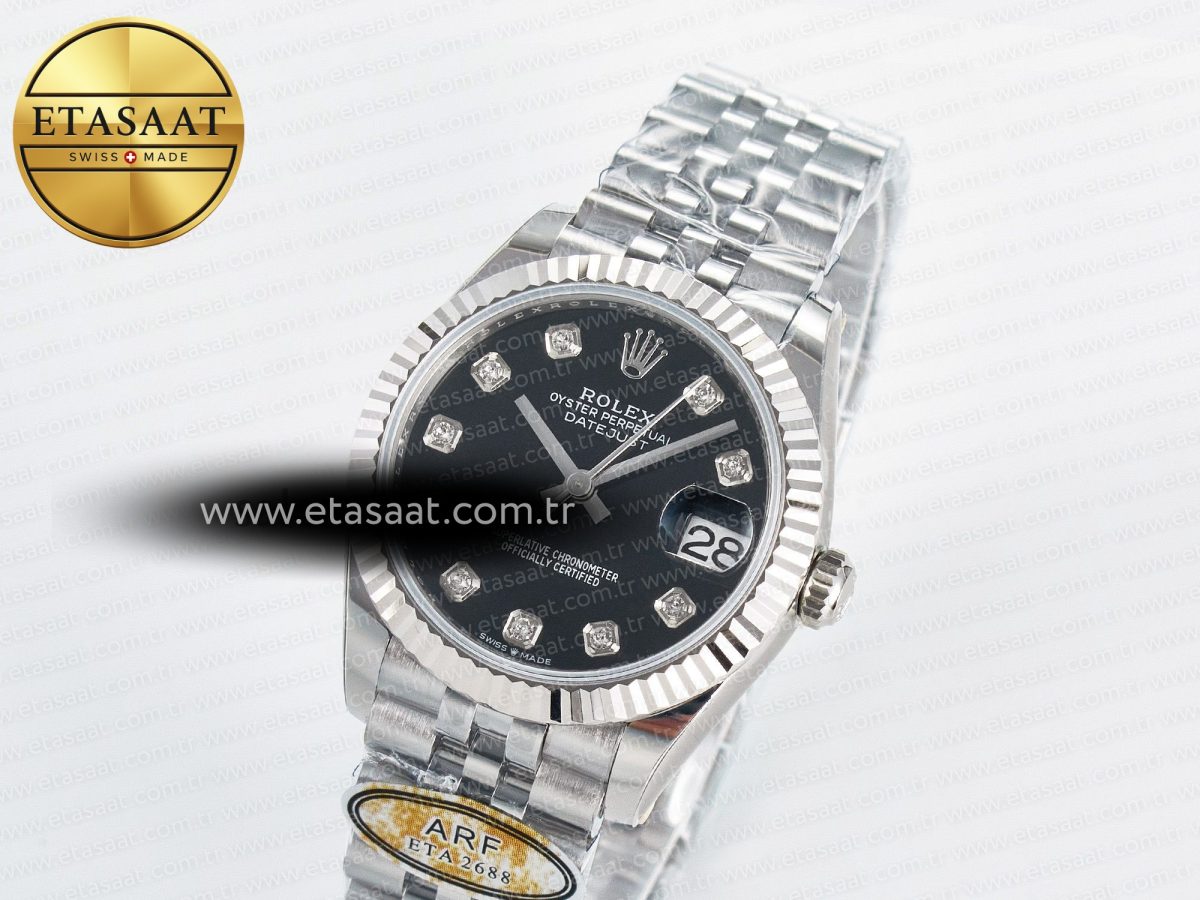 Rolex DateJust 31 278274 ARF 1:1 Best Edition 904L Steel Black Diamonds Dial on SS Jubilee Bracelet ETA 2688 - Görsel 1