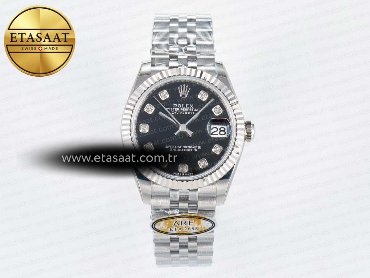 Rolex DateJust 31 278274 ARF 1:1 Best Edition 904L Steel Black Diamonds Dial on SS Jubilee Bracelet ETA 2688 - Görsel 3