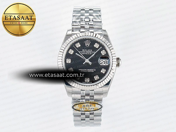 Rolex Datejust 31 278274 ARF Siyah Pırlanta Kadran 2688 11 Eta Saat - 1:1 Süper Klon Replika Saat