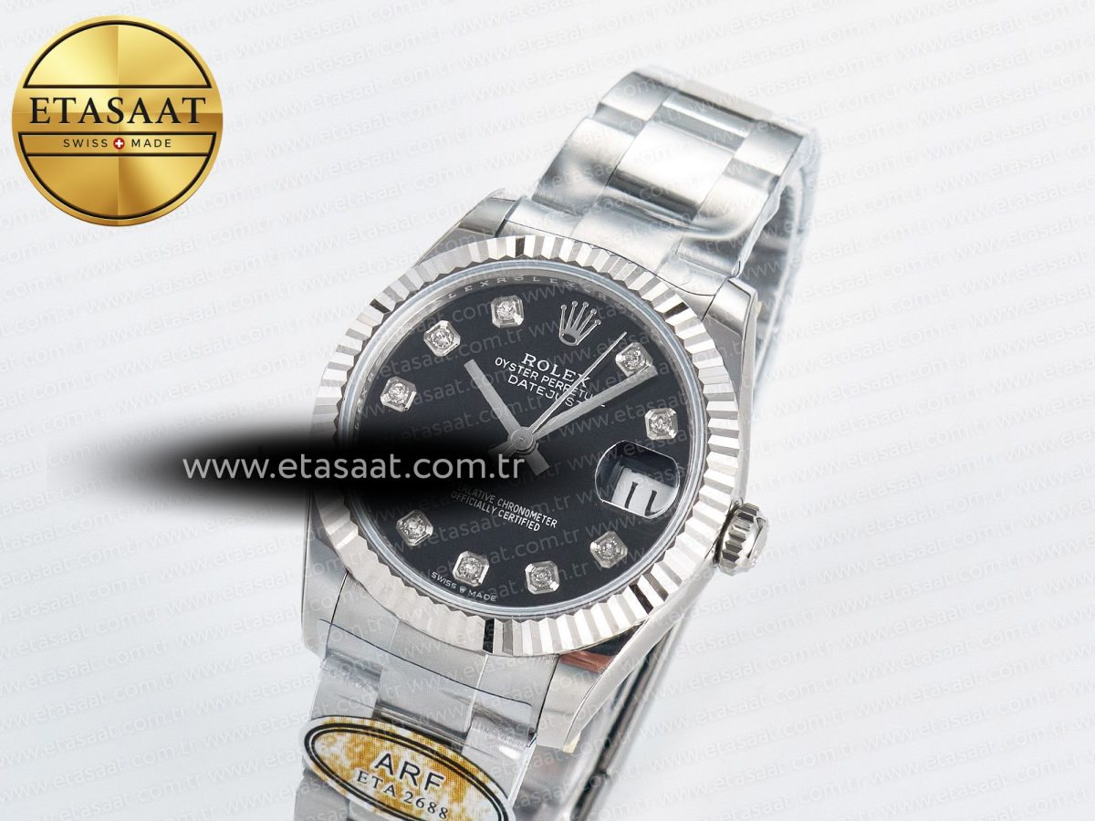 Rolex DateJust 31 278274 ARF 1:1 Best Edition 904L Steel Black Diamonds Dial on SS Oyster Bracelet ETA 2688 - Görsel 1