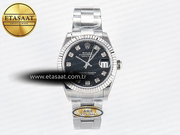Rolex Datejust 31 278274 ARF Siyah Pırlanta Kadran 2688 Eta Saat - 1:1 Süper Klon Replika Saat
