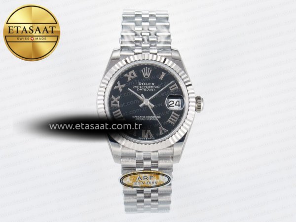 Rolex Datejust 31 278274 ARF Siyah Roma Kadran Jubilee 2688 Eta Saat - 1:1 Süper Klon Replika Saat