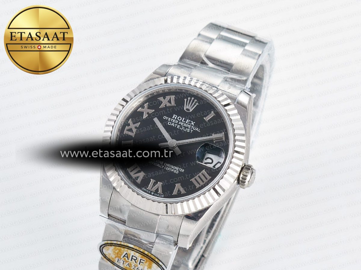 Rolex DateJust 31 278274 ARF 1:1 Best Edition 904L Steel Black Roman Dial on SS Oyster Bracelet ETA 2688 - Görsel 1