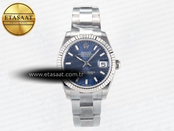 Rolex Datejust 31 278274 ARF Mavi Kadran Çizgi İndeks 2688 Eta Saat - 1:1 Süper Klon Replika Saat
