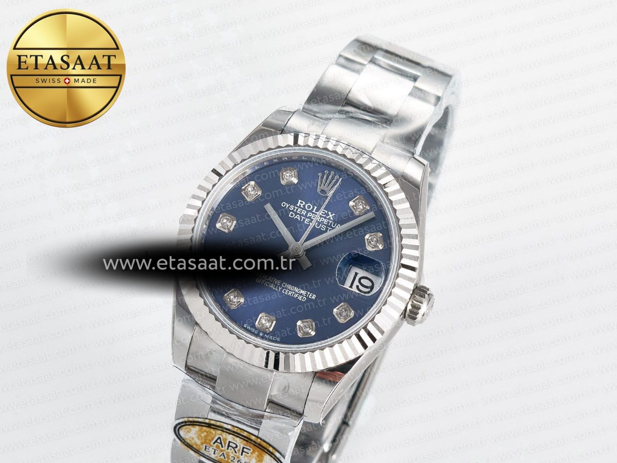 Rolex DateJust 31 278274 ARF 1:1 Best Edition 904L Steel Blue Diamonds Dial on SS Oyster Bracelet ETA 2688 - Görsel 1