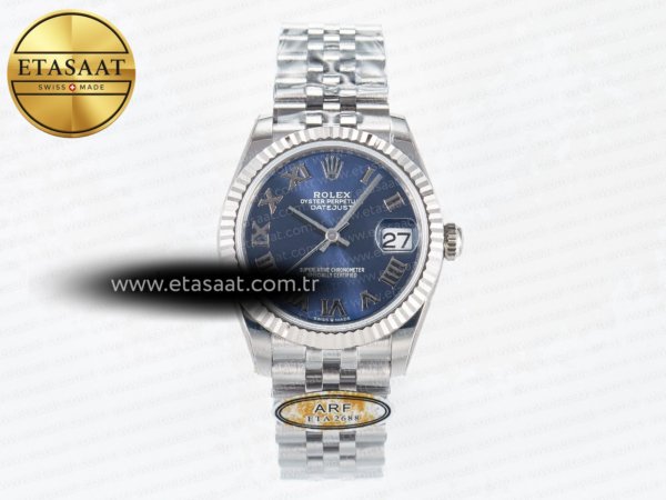 Rolex Datejust 31 278274 ARF Mavi Roma Kadran Jubilee 2688 Eta Saat - 1:1 Süper Klon Replika Saat