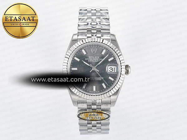 Rolex Datejust 31 278274 ARF Gri Kadran Çizgi İndeks 11 Eta Saat - 1:1 Süper Klon Replika Saat