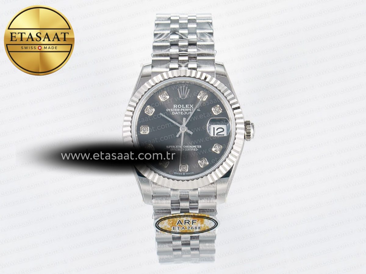 Rolex DateJust 31 278274 ARF 1:1 Best Edition 904L Steel Gray Diamonds Dial on SS Jubilee Bracelet ETA 2688 - Görsel 3