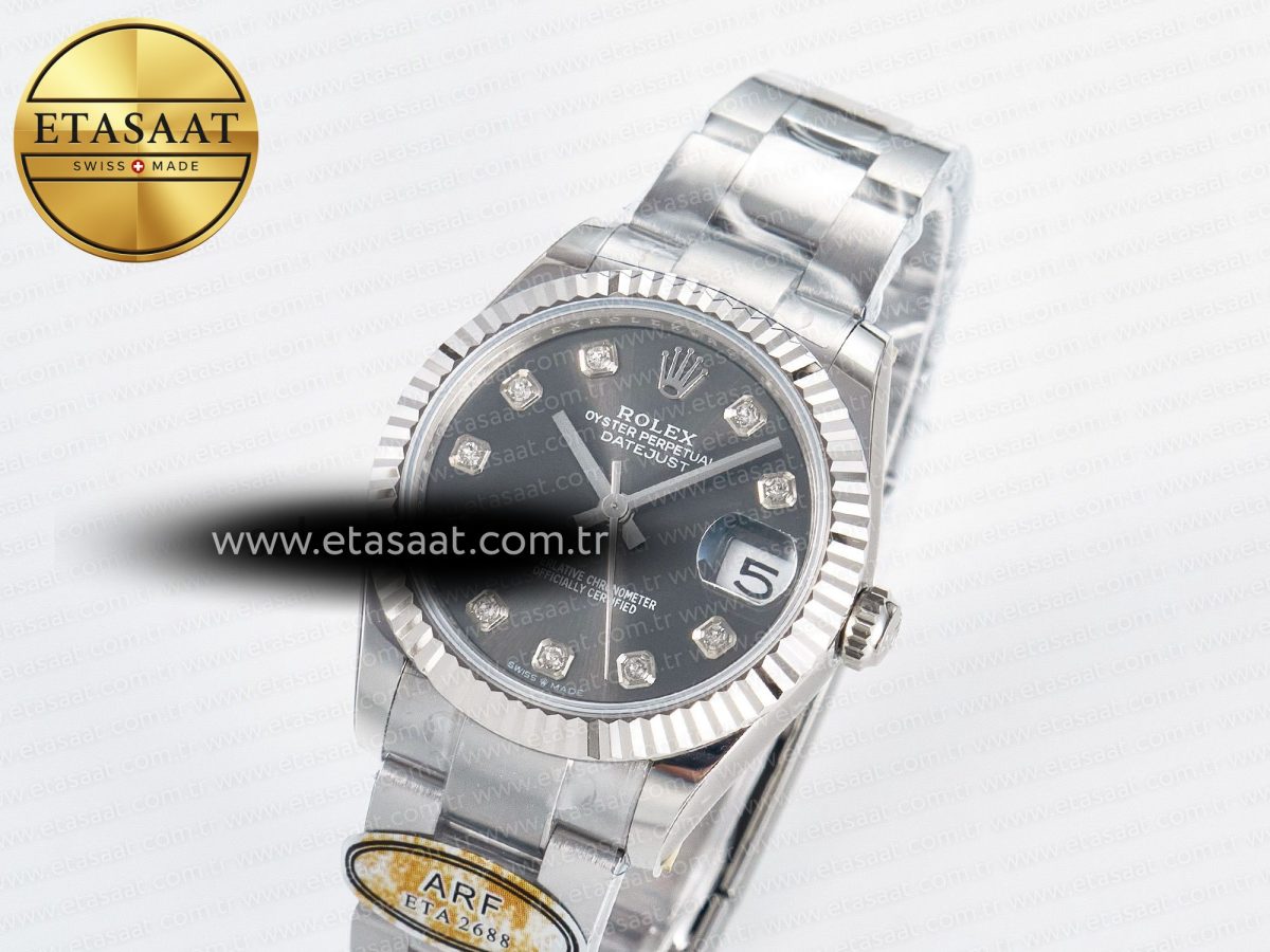 Rolex DateJust 31 278274 ARF 1:1 Best Edition 904L Steel Gray Diamonds Dial on SS Oyster Bracelet ETA 2688 - Görsel 1