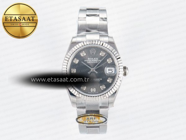 Rolex Datejust 31 278274 ARF Gri Pırlantalı Kadran 2688 Eta Saat - 1:1 Süper Klon Replika Saat