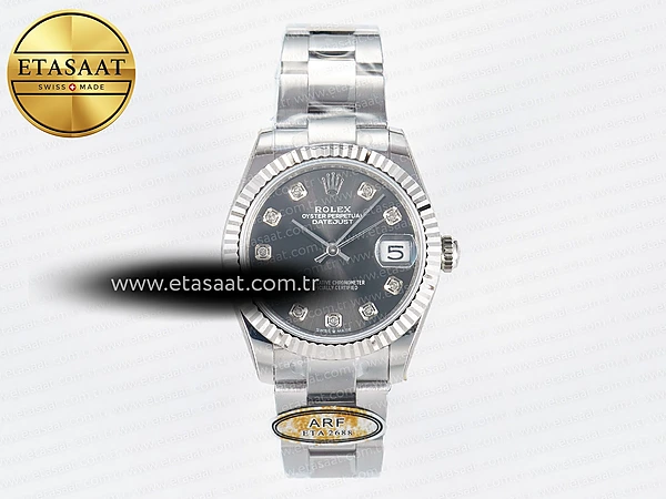 Rolex Datejust 31 278274 ARF Gri Pırlantalı Kadran 2688 Eta Saat - 1:1 Süper Klon Replika Saat