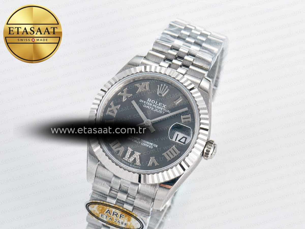 Rolex DateJust 31 278274 ARF 1:1 Best Edition 904L Steel Gray Roman Diamonds Dial on SS Jubilee Bracelet ETA 2688 - Görsel 1