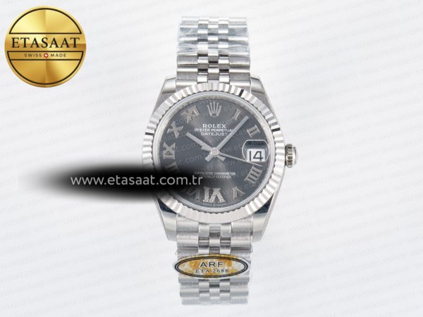 Rolex Datejust 31 278274 ARF Gri Roma Pırlanta Jubilee 2688 Eta Saat - 1:1 Süper Klon Replika Saat