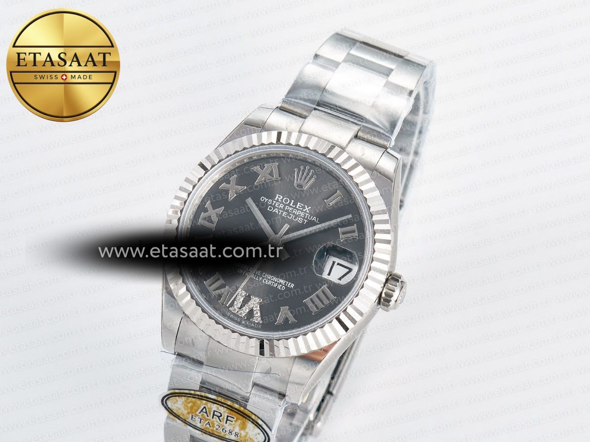 Rolex DateJust 31 278274 ARF 1:1 Best Edition 904L Steel Gray Roman Diamonds Dial on SS Oyster Bracelet ETA 2688 - Görsel 1