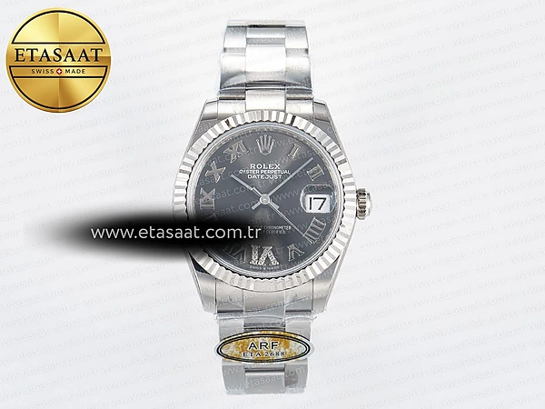 Rolex Datejust 31 278274 ARF Gri Roma Pırlanta Oyster 2688 Eta Saat - 1:1 Süper Klon Replika Saat