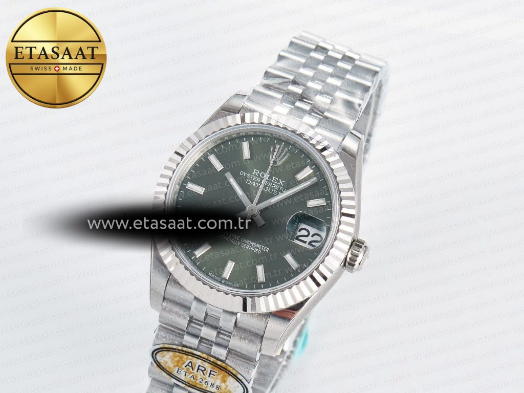 datejust 31 278274 arf 11 best edition 904l steel green dial stick marker on ss jubilee bracelet eta 26881