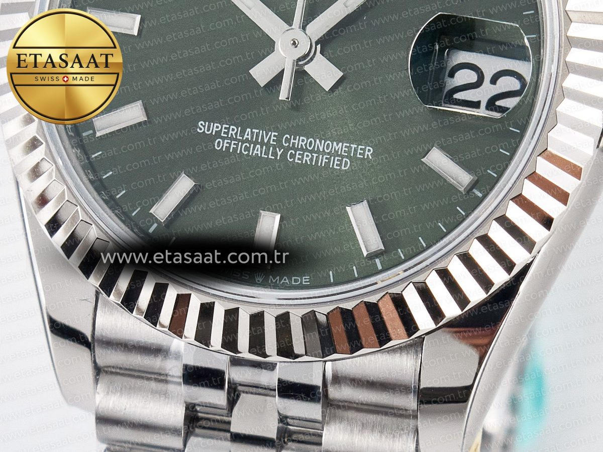 Rolex DateJust 31 278274 ARF 1:1 Best Edition 904L Steel Green Dial Stick Marker on SS Jubilee Bracelet ETA 2688 - Görsel 12