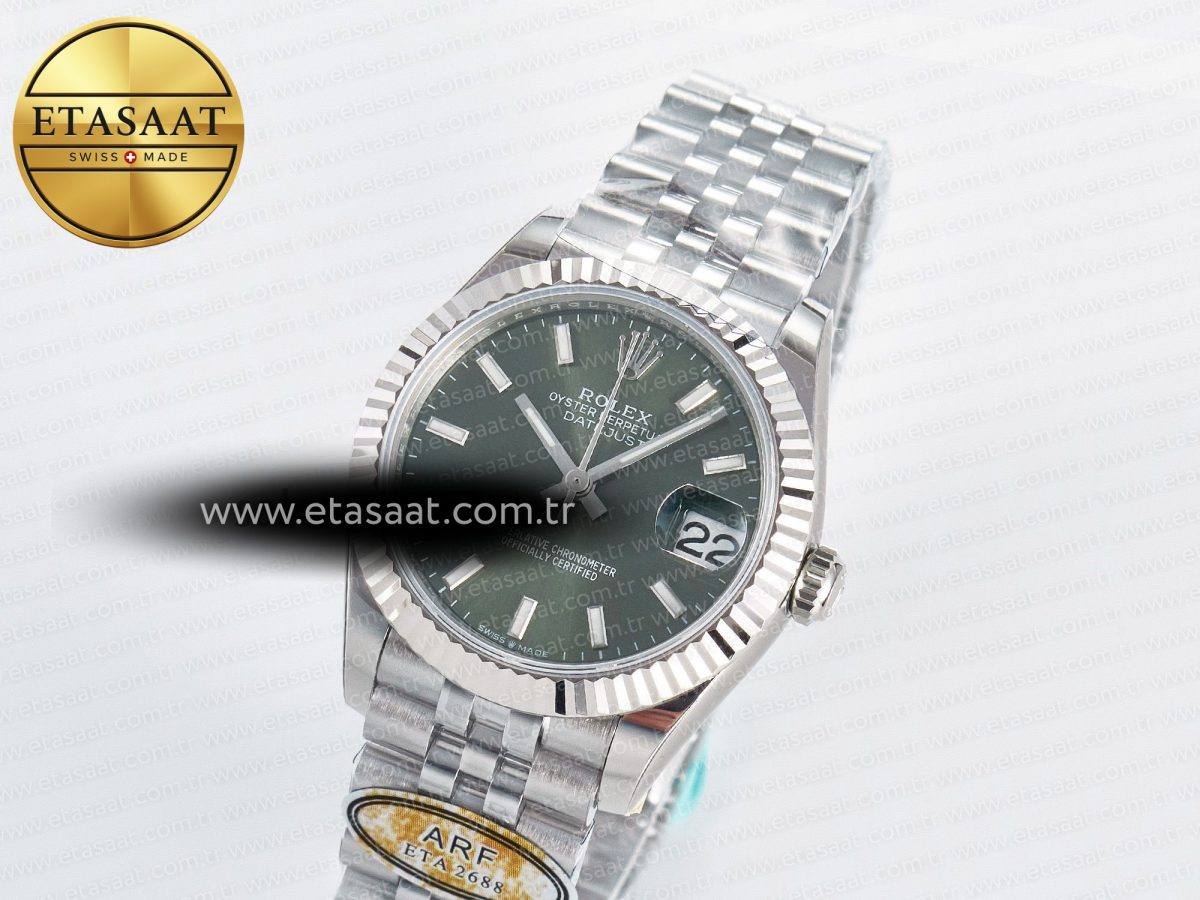 Rolex DateJust 31 278274 ARF 1:1 Best Edition 904L Steel Green Dial Stick Marker on SS Jubilee Bracelet ETA 2688 - Görsel 2